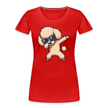 Cool Caniche Dab Pose Drôle - T-shirt bio Premium Femme - rouge - Devant - Mia (176cm)