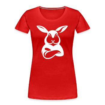 Lapin avec silhouette de bras croisés - T-shirt bio Premium Femme - rouge - Devant - Mia (176cm)