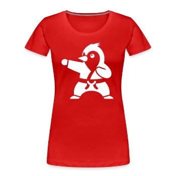 Pinguin Karate Kampfsport Kampfkunst Silhouette - Frauen Premium Bio T-Shirt - Rot - Vorne - Mia (176cm)
