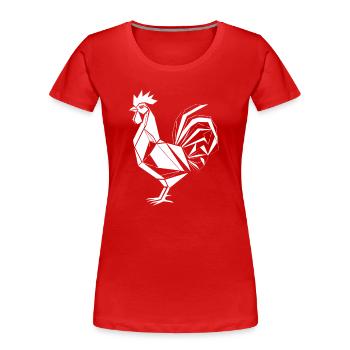 Hahn Polygon – Design de ferme minimaliste - T-shirt bio Premium Femme - rouge - Devant - Mia (176cm)