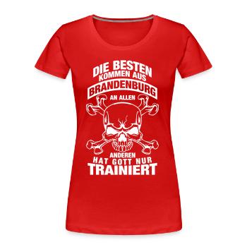 Brandenburg - Frauen Premium Bio T-Shirt - Rot - Vorne - Mia (176cm)