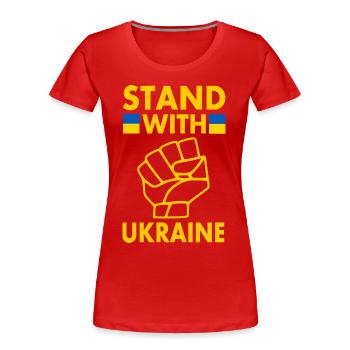 stand with ukraine - Frauen Premium Bio T-Shirt - Rot - Vorne - Mia (176cm)