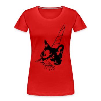 UNICORN CAT - T-shirt bio Premium Femme - rouge - Devant - Mia (176cm)