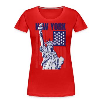 New York! - Frauen Premium Bio T-Shirt - Rot - Vorne - Mia (176cm)