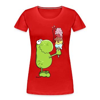 Grenouille avec glace - T-shirt bio Premium Femme - rouge - Devant - Mia (176cm)