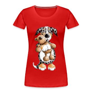 Australian Shepherd with Toy - Women's Premium Organic T-Shirt - red - Front - Mia (176cm)
