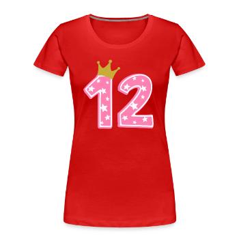12 Krone 12. Geburtstag 12 Jahre - Frauen Premium Bio T-Shirt - Rot - Vorne - Mia (176cm)
