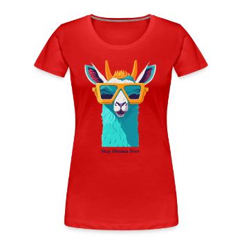 Retro Lama Revolt - Women's Premium Organic T-Shirt - red - Front - Mia (176cm)
