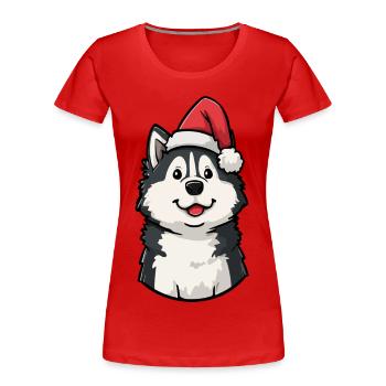 Husky Santa Pup - Women's Premium Organic T-Shirt - red - Front - Mia (176cm)