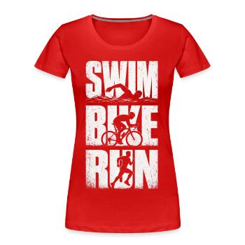 Swim Bike Run Triathlon - Frauen Premium Bio T-Shirt - Rot - Vorne - Mia (176cm)