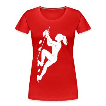 Athletische Bouldern Silhouette Frau - Frauen Premium Bio T-Shirt - Rot - Vorne - Mia (176cm)