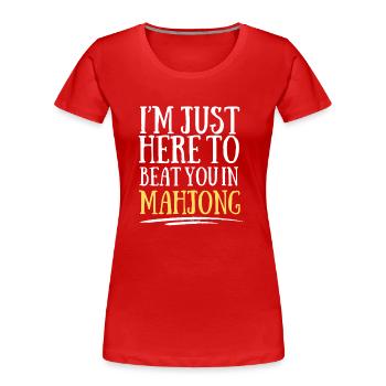 Funny mahjong | Mahjong legend | Mahjong player - Women's Premium Organic T-Shirt - red - Front - Mia (176cm)
