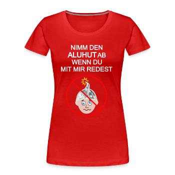 Aluhut, Verschwörung, Verschwörungstheoretiker - Frauen Premium Bio T-Shirt - Rot - Vorne - Mia (176cm)