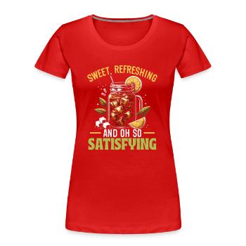 Thé sucré Drinker Tea - T-shirt bio Premium Femme - rouge - Devant - Mia (176cm)