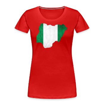 Nigeria - Frontière nationale dans le drapeau national - T-shirt bio Premium Femme - rouge - Devant - Mia (176cm)