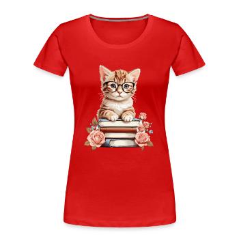 Bébé chat intelligent - T-shirt bio Premium Femme - rouge - Devant - Mia (176cm)