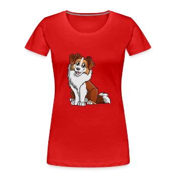 Australian Shepherd Red Habs - Frauen Premium Bio T-Shirt - Rot - Vorne - Mia (176cm)