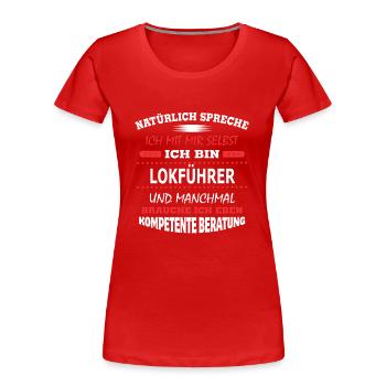 LOKFÜHRER - Frauen Premium Bio T-Shirt - Rot - Vorne - Mia (176cm)