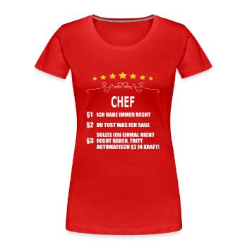 CHEF - Frauen Premium Bio T-Shirt - Rot - Vorne - Mia (176cm)