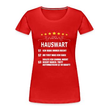HAUSWART - Frauen Premium Bio T-Shirt - Rot - Vorne - Mia (176cm)