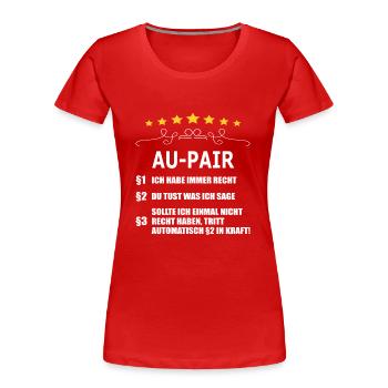 AU-PAIR - Frauen Premium Bio T-Shirt - Rot - Vorne - Mia (176cm)