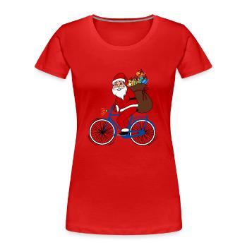 Santa avec le vélo - T-shirt bio Premium Femme - rouge - Devant - Mia (176cm)