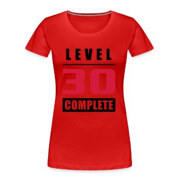 Level 30 - Complete - Women's Premium Organic T-Shirt - red - Front - Mia (176cm)