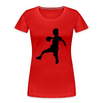 Kinder Handball Sprungwurf - Frauen Premium Bio T-Shirt - Rot - Vorne - Mia (176cm)