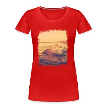 Vague plate au soleil - T-shirt bio Premium Femme - rouge - Devant - Mia (176cm)