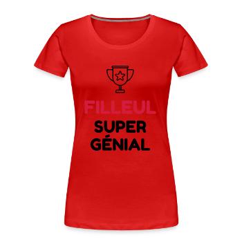 Filleul / Filleule / Parrain / Marraine / Bébé - T-shirt bio Premium Femme - rouge - Devant - Mia (176cm)