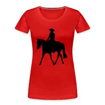 Westernreiter im Jog - Frauen Premium Bio T-Shirt - Rot - Vorne - Mia (176cm)