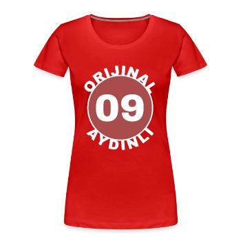 Aydın - T-shirt bio Premium Femme - rouge - Devant - Mia (176cm)