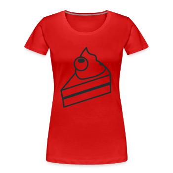 Mignonne petite tranche de gâteau en duvet - T-shirt bio Premium Femme - rouge - Devant - Mia (176cm)