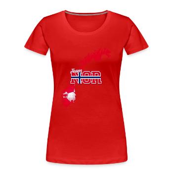 Carte de l’équipe NOR Norvège avec motif de balle - T-shirt bio Premium Femme - rouge - Devant - Mia (176cm)