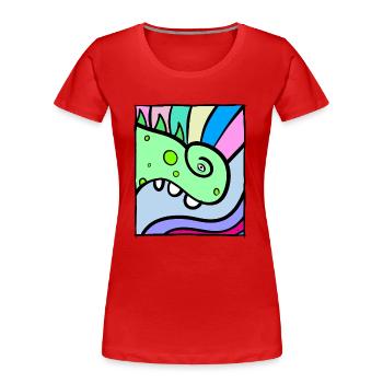 Chamäleon im Farbkasten abstrakt Phantasie - Frauen Premium Bio T-Shirt - Rot - Vorne - Mia (176cm)