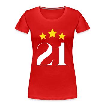 21. Jahrestag mit Hauptdarsteller - Frauen Premium Bio T-Shirt - Rot - Vorne - Mia (176cm)
