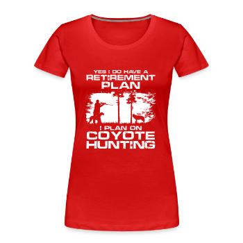 Chasse au coyote Coyote Hunter Coyote - T-shirt bio Premium Femme - rouge - Devant - Mia (176cm)