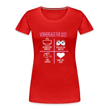 Vorhersage 2023 Werdender Papa Werdende Mama - Frauen Premium Bio T-Shirt - Rot - Vorne - Mia (176cm)