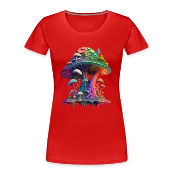 TRIPPY PILZE - Frauen Premium Bio T-Shirt - Rot - Vorne - Mia (176cm)