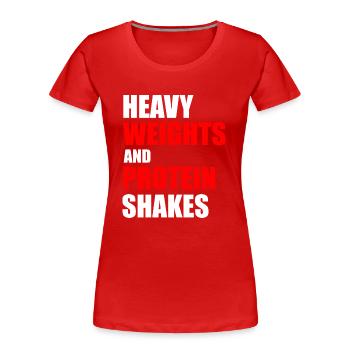 Poids lourds et shakes protéinés - T-shirt bio Premium Femme - rouge - Devant - Mia (176cm)
