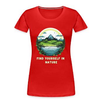 Bergsee-Idylle T-Shirt - Schönheit der Natur fest - Frauen Premium Bio T-Shirt - Rot - Vorne - Mia (176cm)