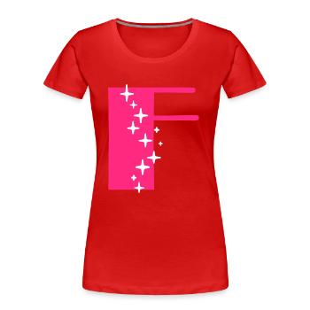 Buchstabe F Glitzer - Frauen Premium Bio T-Shirt - Rot - Vorne - Mia (176cm)