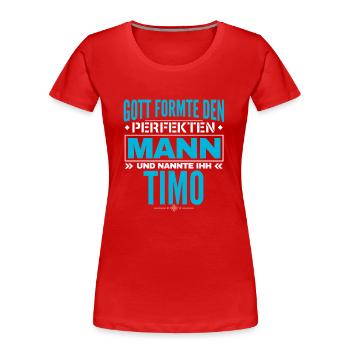 Timo Name Design - Frauen Premium Bio T-Shirt - Rot - Vorne - Mia (176cm)