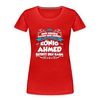 Ahmed Name Design - Frauen Premium Bio T-Shirt - Rot - Vorne - Mia (176cm)