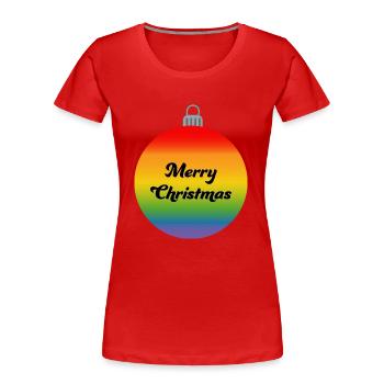 Boule de Noël arc-en-ciel LGBTQI Joyeux Noël - T-shirt bio Premium Femme - rouge - Devant - Mia (176cm)