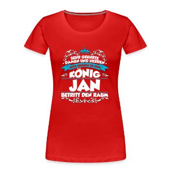 Jan Name Design - Frauen Premium Bio T-Shirt - Rot - Vorne - Mia (176cm)