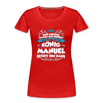 Manuel Name Design - Frauen Premium Bio T-Shirt - Rot - Vorne - Mia (176cm)