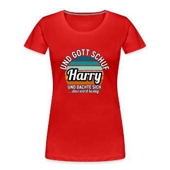 Harry - Frauen Premium Bio T-Shirt - Rot - Vorne - Mia (176cm)