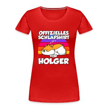 Official Sleep Shirt by Holger - Women's Premium Organic T-Shirt - red - Front - Mia (176cm)
