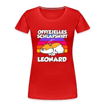 Offizielles Schlafshirt Von Leonard - Frauen Premium Bio T-Shirt - Rot - Vorne - Mia (176cm)